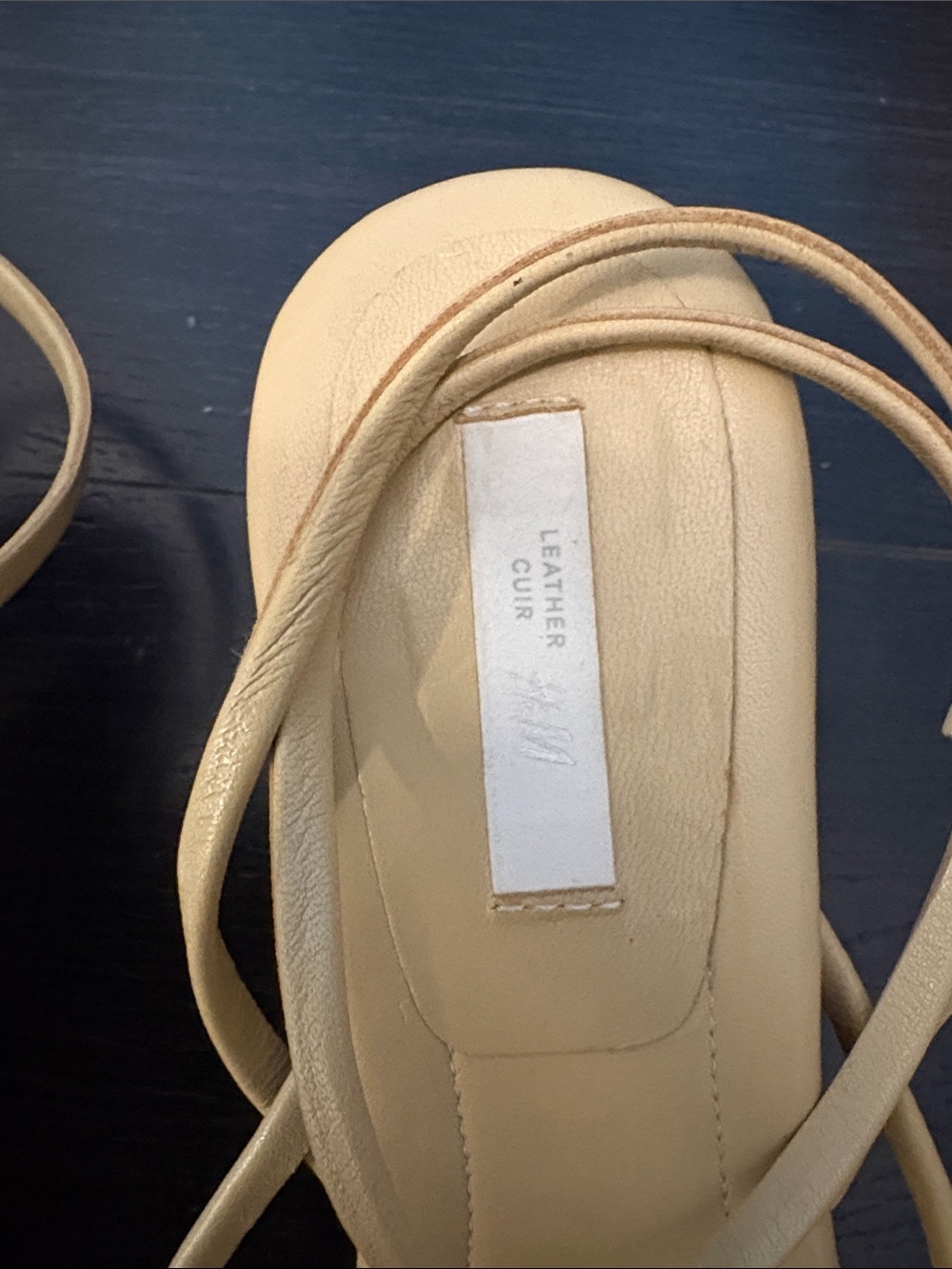 H&M Women's Beige Leather Strappy Square-Toe Sandals - Picture 2 of 6